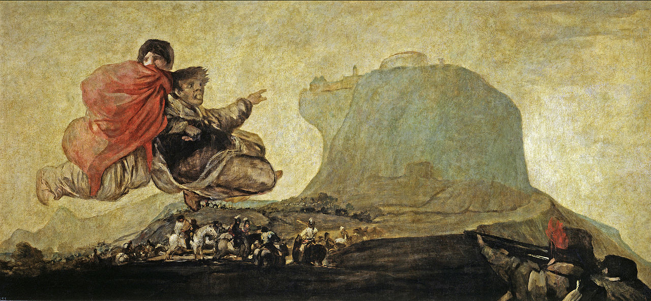 Goya's 'Fantastic Vision or Asmodea', with flying figures over a landscape.