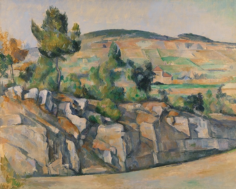 Artwork of rolling hills and pine trees by Cézanne.